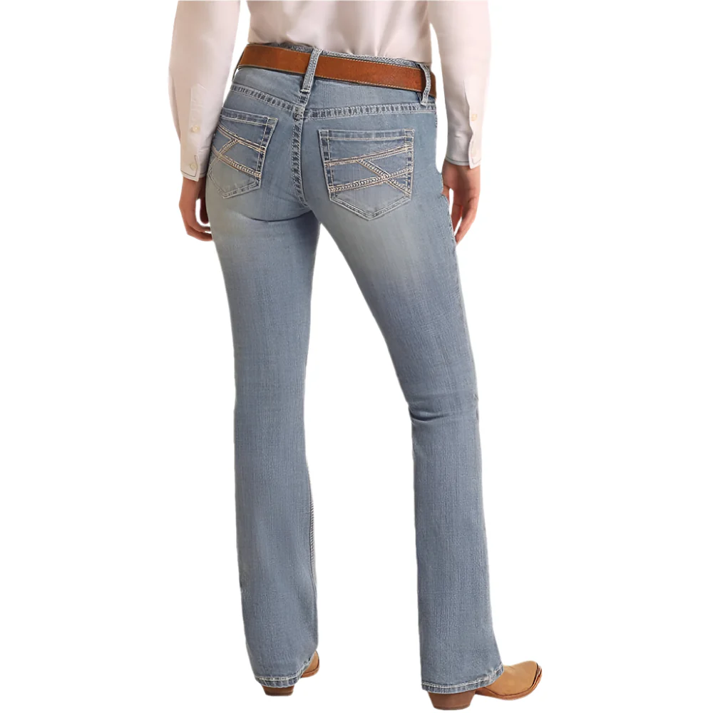 Rock & Roll Denim Women's Crossed Embroidery Riding Jeans