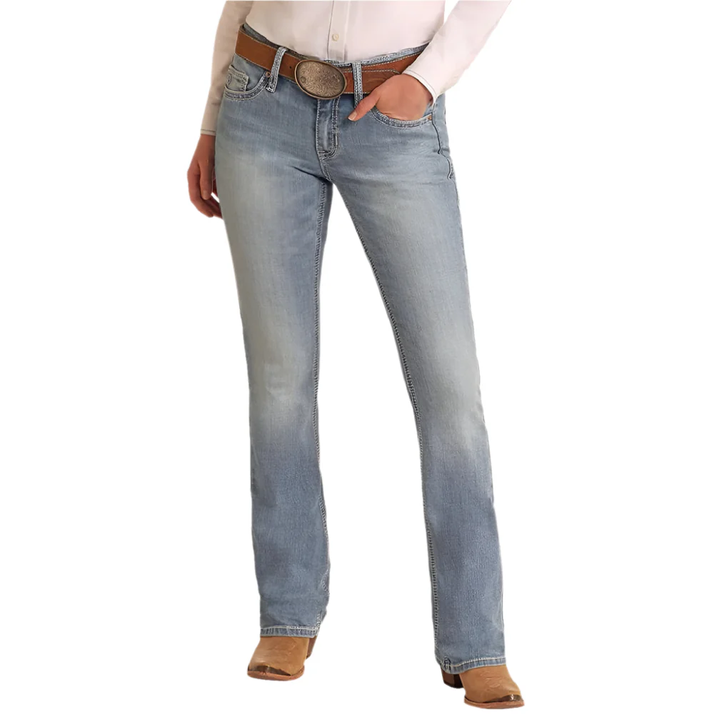 Rock & Roll Denim Women's Crossed Embroidery Riding Jeans - Image 2