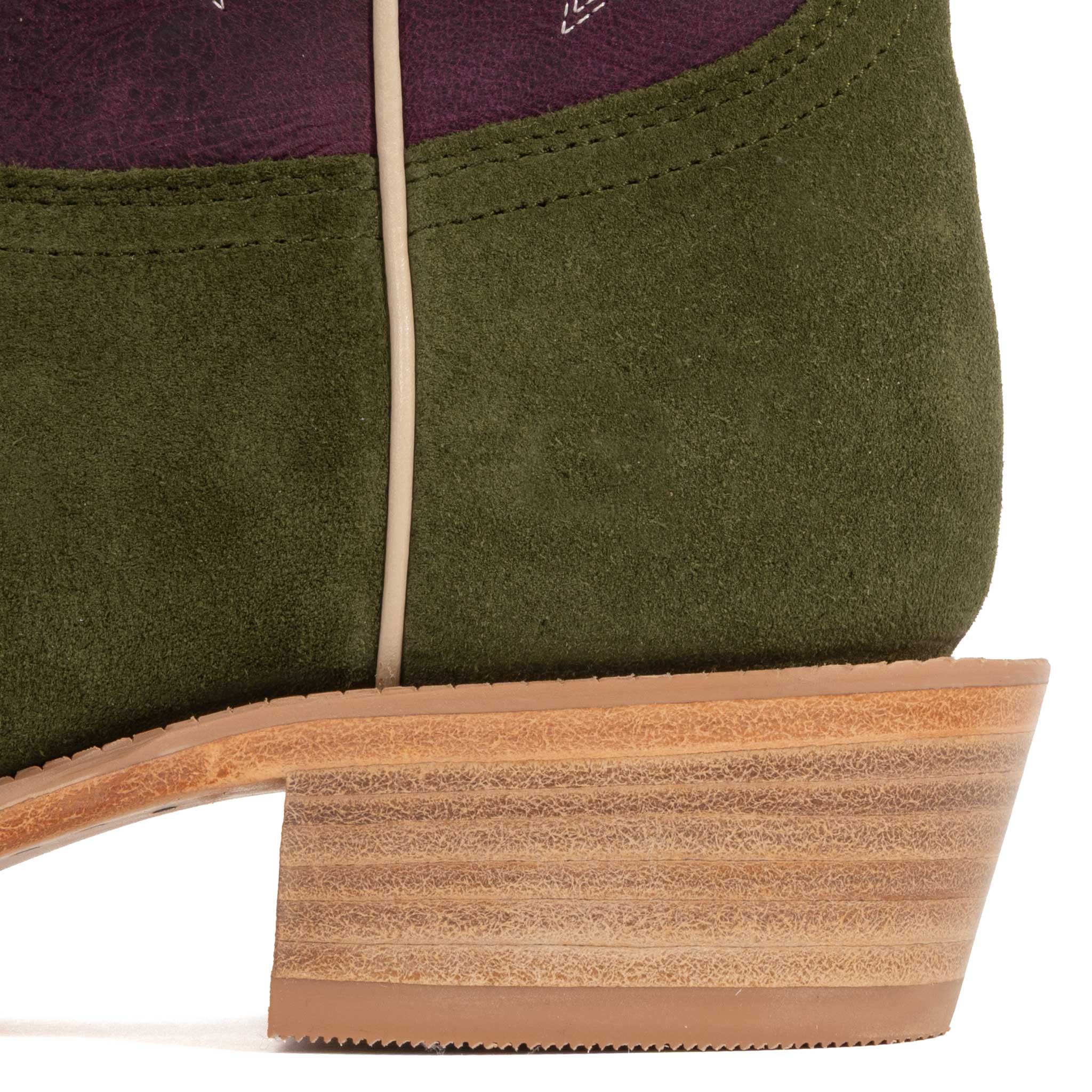 R. Watson Women's Square Toe Forest Green Roughout Western Boot - Image 3