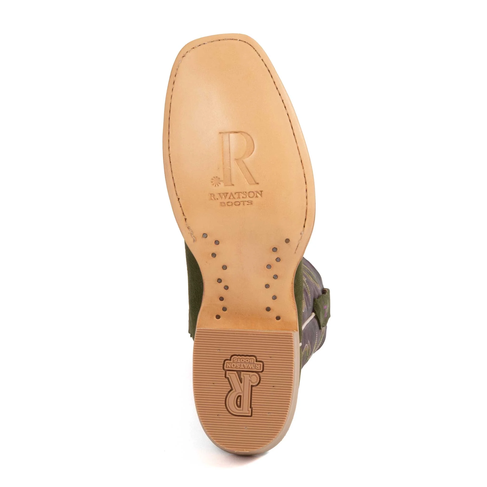 R. Watson Women's Square Toe Forest Green Roughout Western Boot - Image 4
