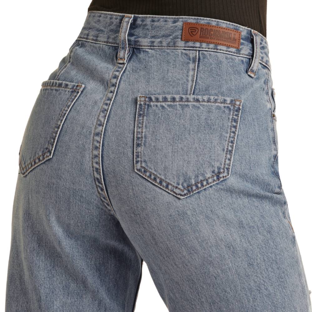 Rock & Roll Denim Women's High Rise Distressed Flare Jeans - Image 4