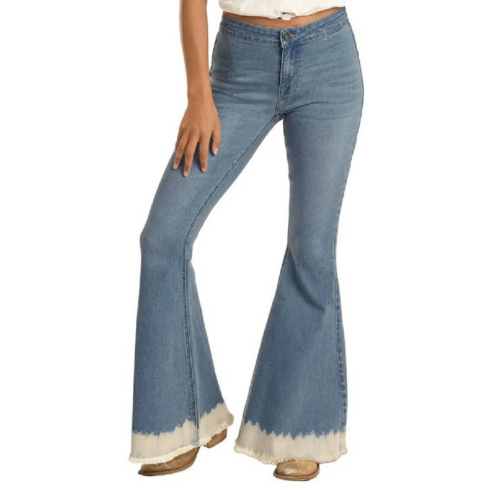 *Rock & Roll Denim Women's Bleached Hem Flare Jean - FINAL SALE - Image 2