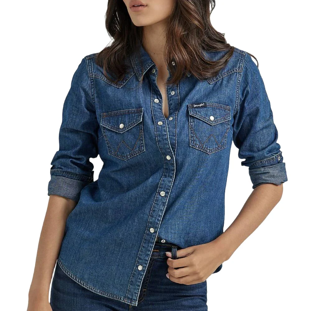 Wrangler Women's Dark Denim Snap Shirt