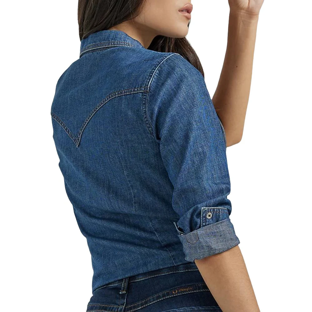 Wrangler Women's Dark Denim Snap Shirt - Image 2