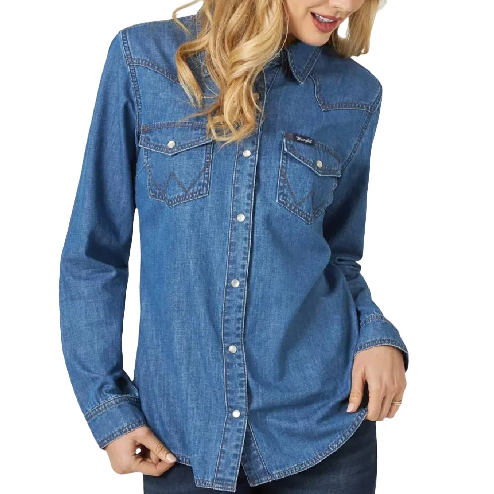 Wrangler Women's Western Snap Denim Shirt