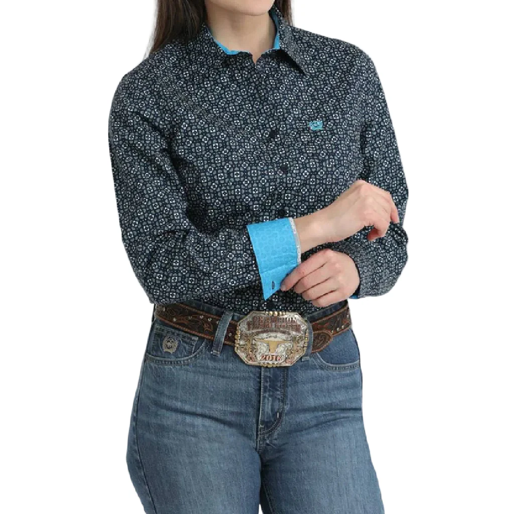 Cinch Women's Geo Navy Shirt - Image 2