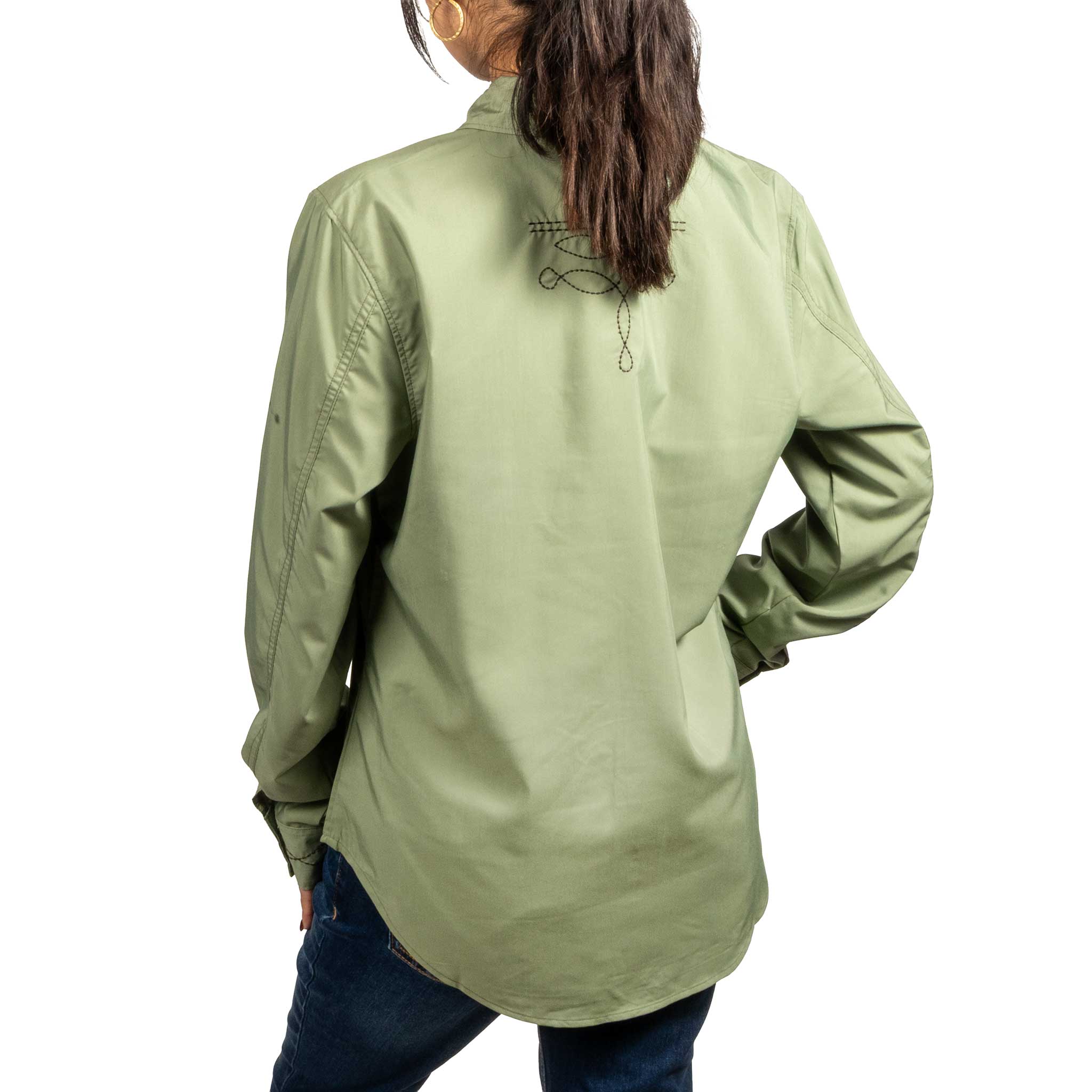 Cruel Denim Women's Green Pearl Snap Shirt - Image 2