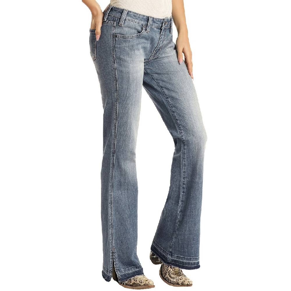 * Rock & Roll Denim Women's Mid Rise Split Trim Trouser Jean - FINAL SALE - Image 2