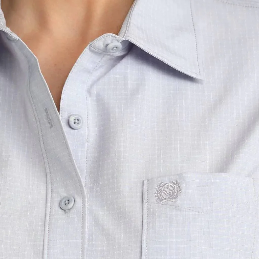 Cinch Women's Arenaflex Lilac Checkered Print Button Down Shirt - Image 2