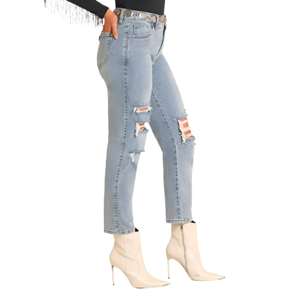 Rock & Roll Denim Women's Studded Cropped Jeans - FINAL SALE - Image 2