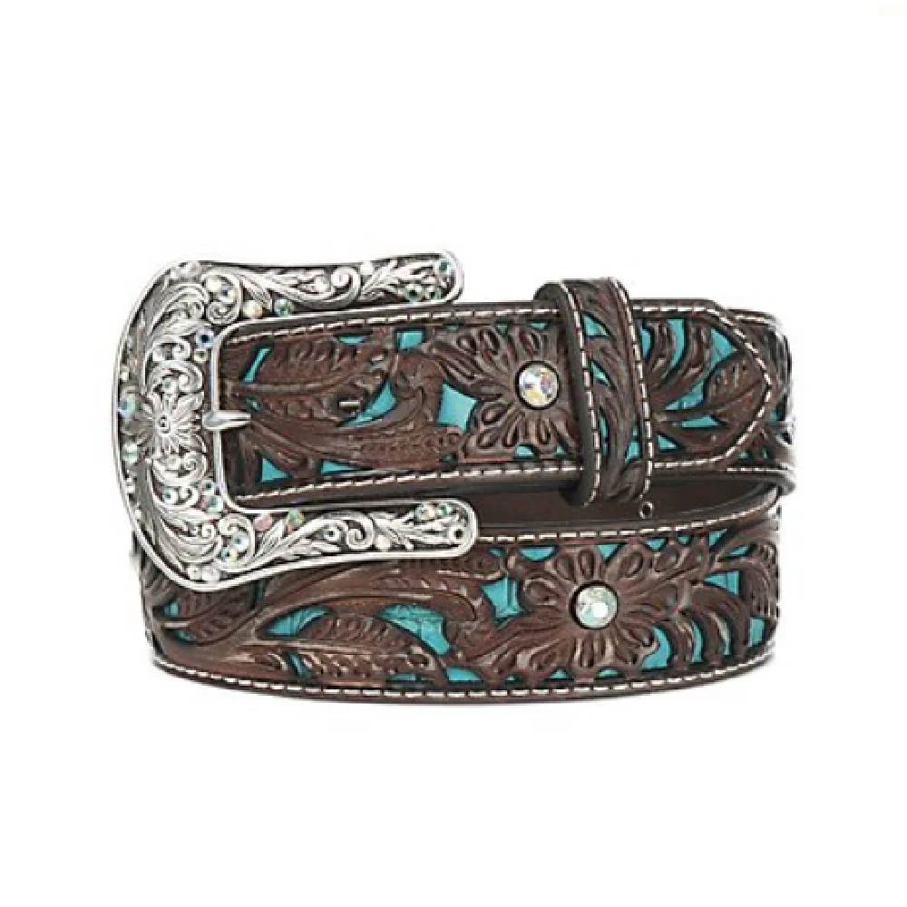 Ariat Women's Tooled Turquoise Inlay Belt