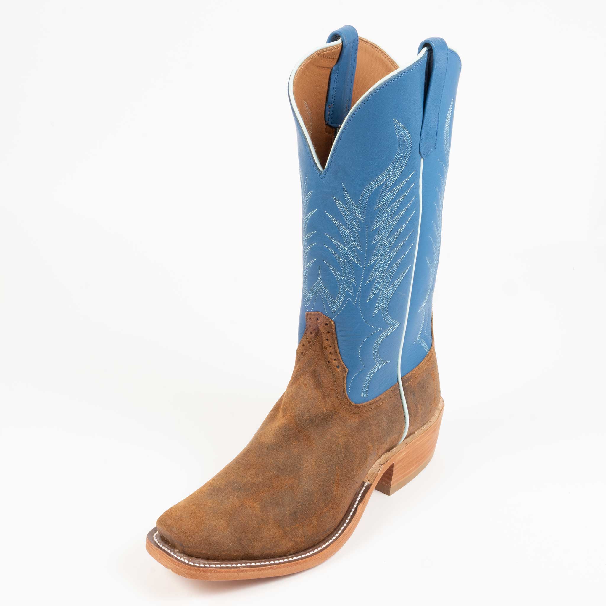 Rios of Mercedes Men's Cutter Toe Waxy Camel Kudu Cobalt Western Boot