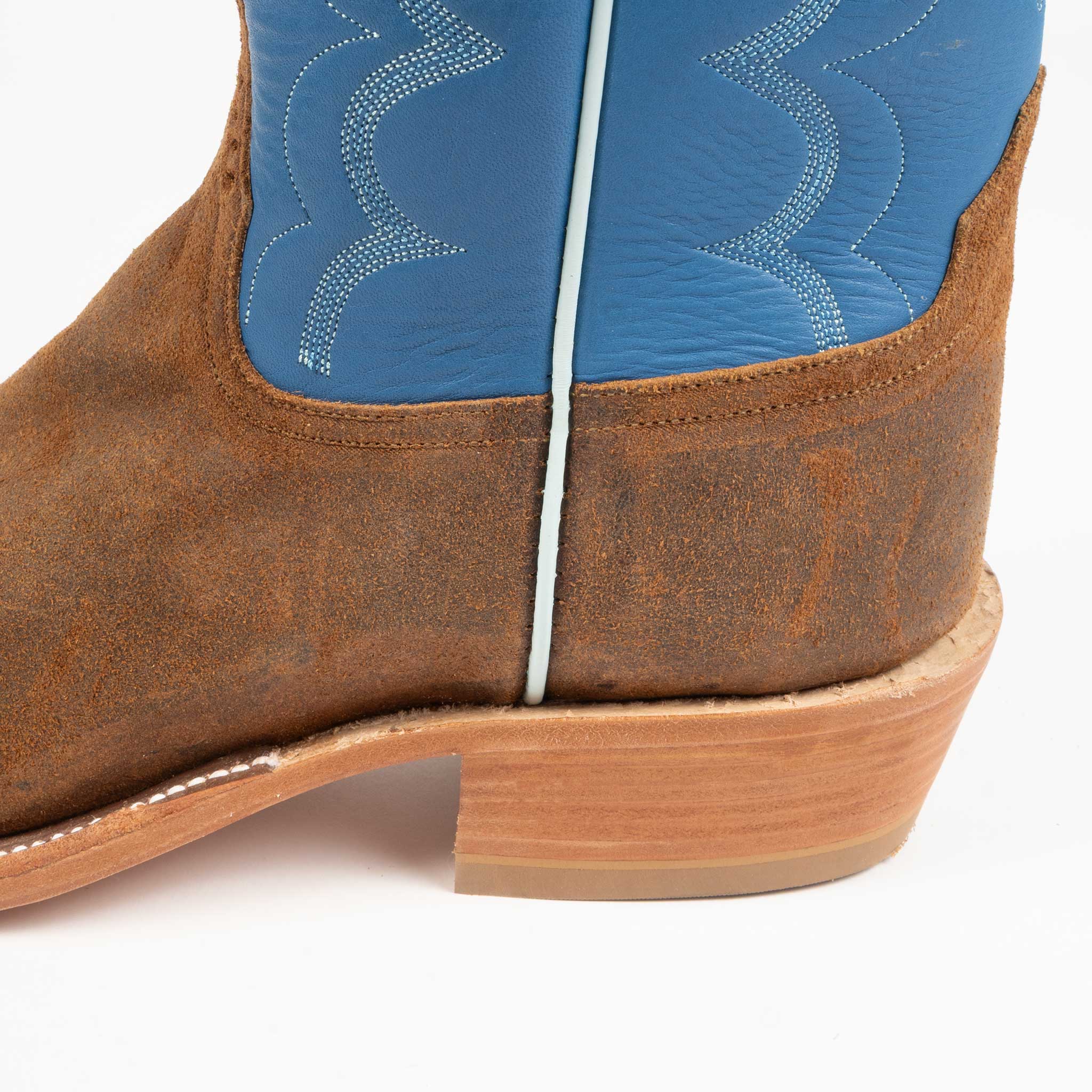 Rios of Mercedes Men's Cutter Toe Waxy Camel Kudu Cobalt Western Boot - Image 4