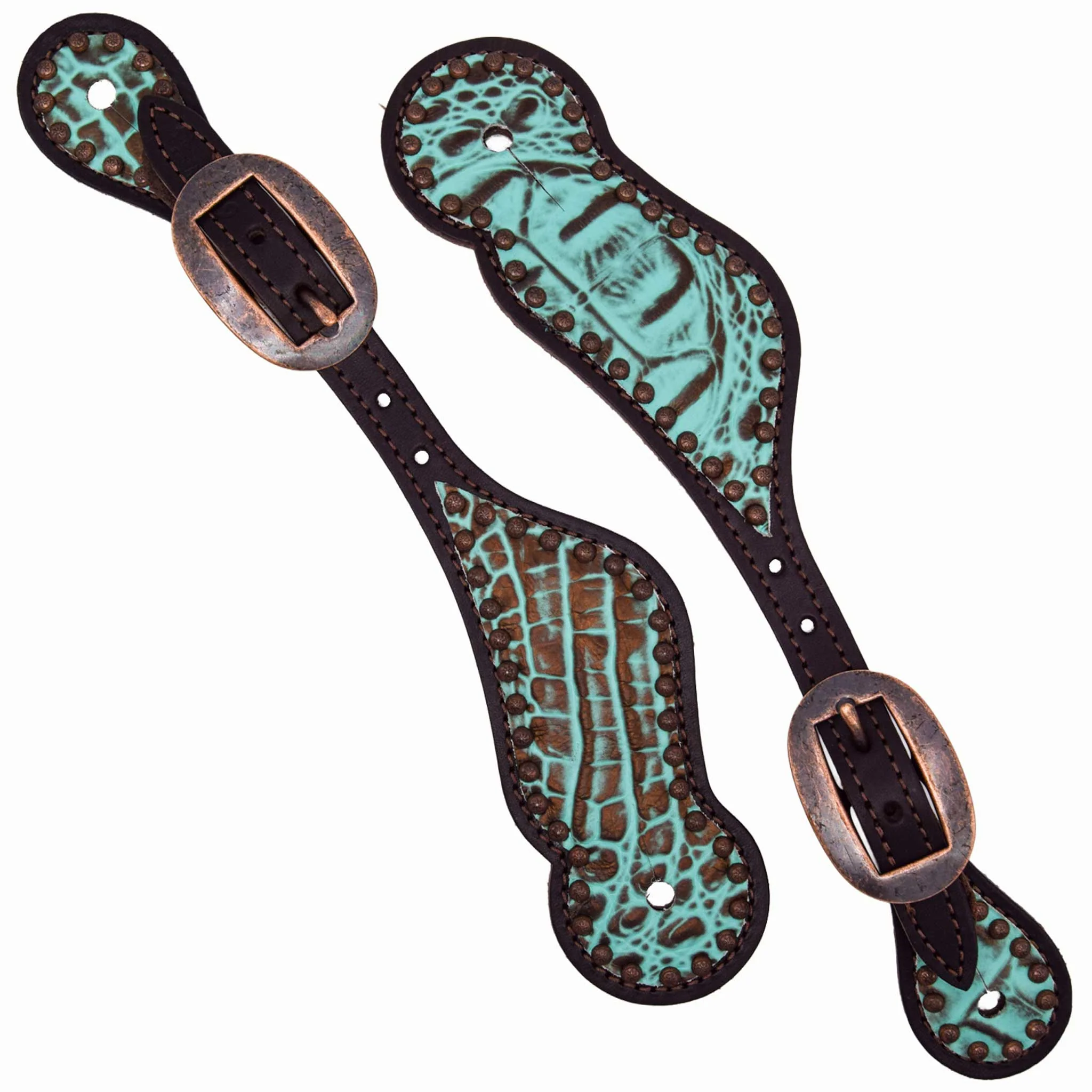 Weaver Turquoise Crocodile Spur Straps - Image 2