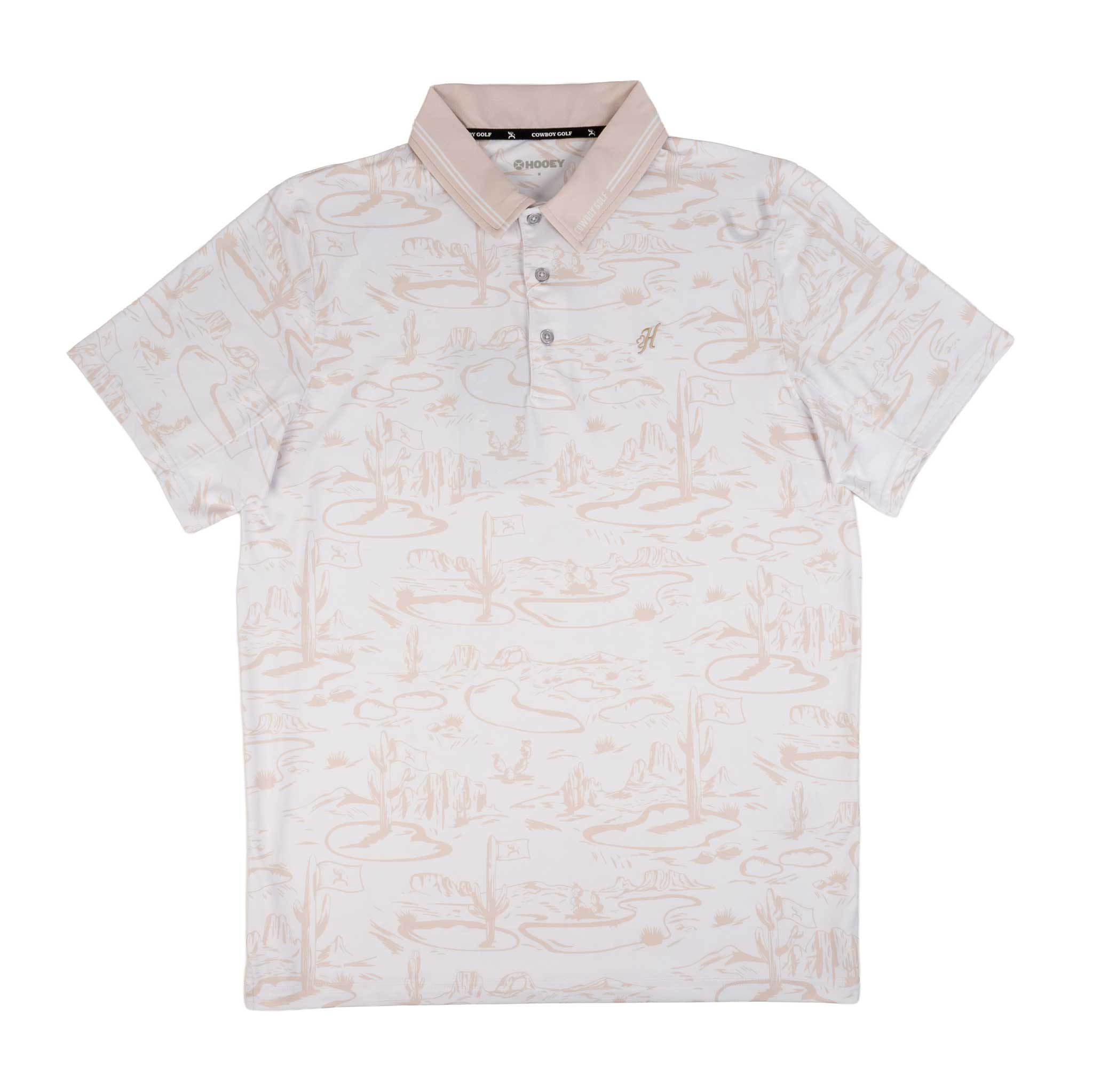 Hooey Men's Weekender White Tan Desert Polo Shirt