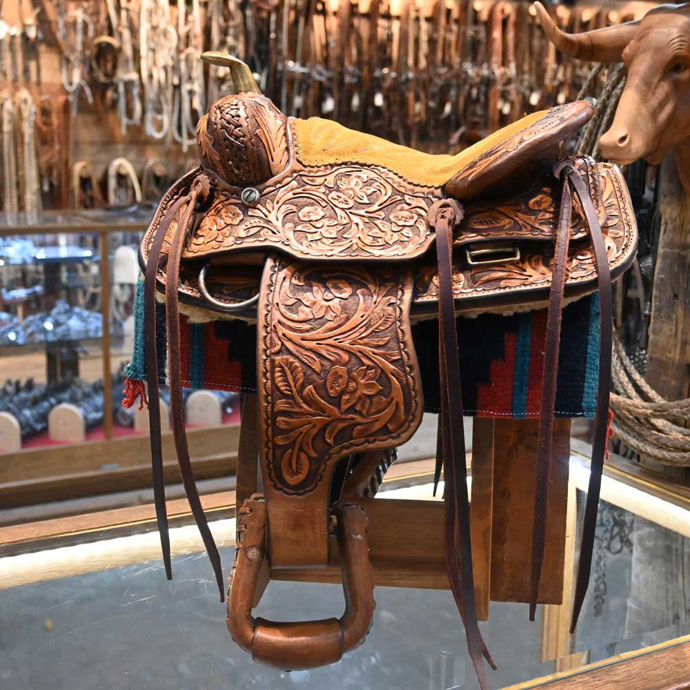 Vintage Fully Tooled Mini Saddle - Image 2