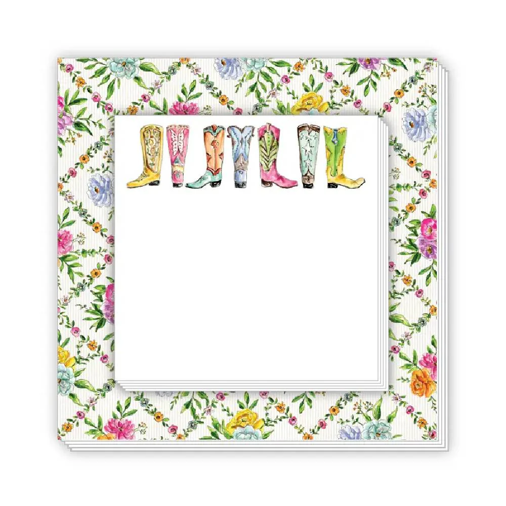 Western Floral Trellis Fancy Boots Notepad Duo