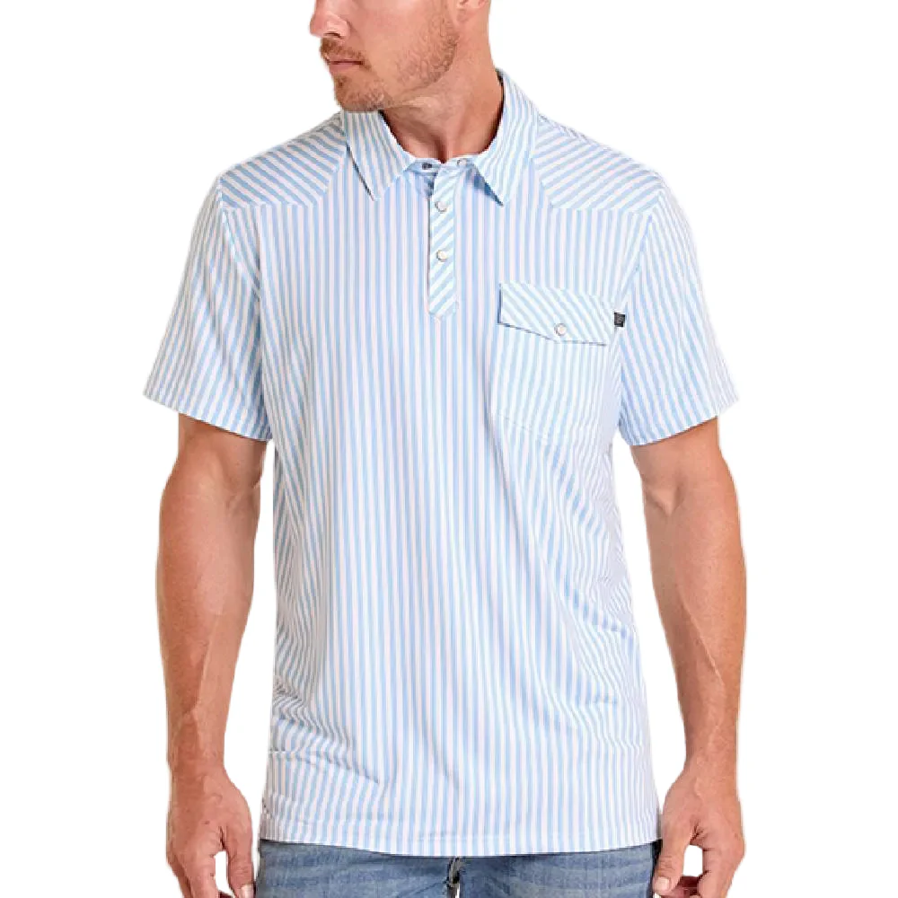 Rock & Roll Denim Men's Western Stripe White Polo Shirt
