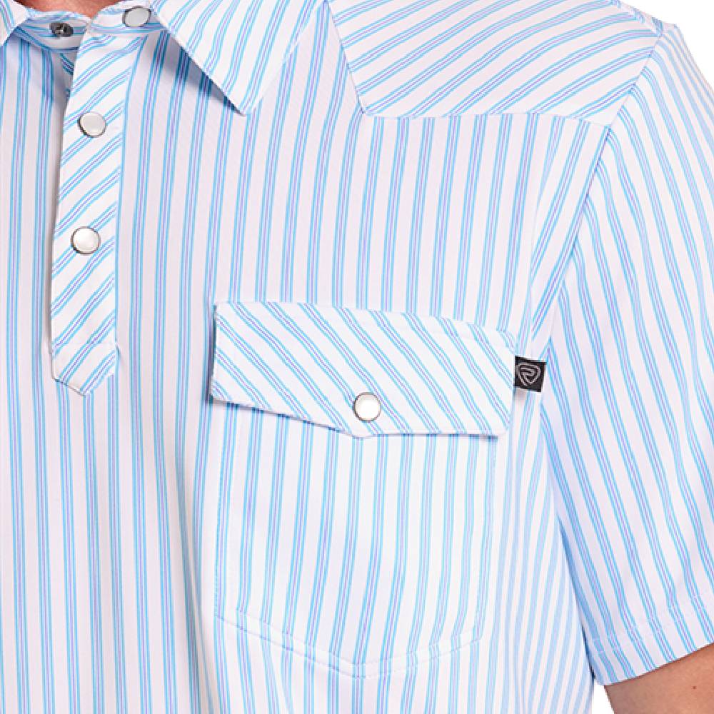 Rock & Roll Denim Men's Western Stripe White Polo Shirt - Image 2