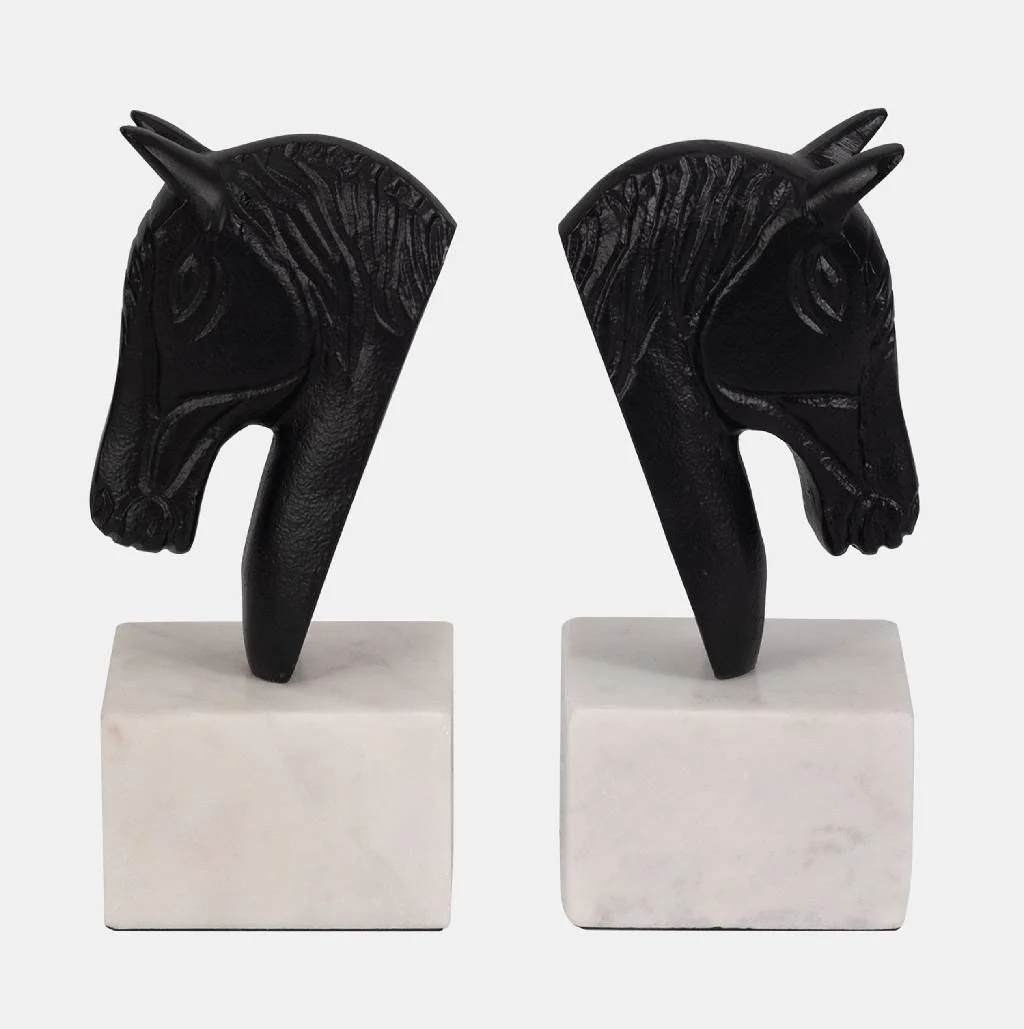 Sagebrook Home Metal Horse Head Bookends - Image 2