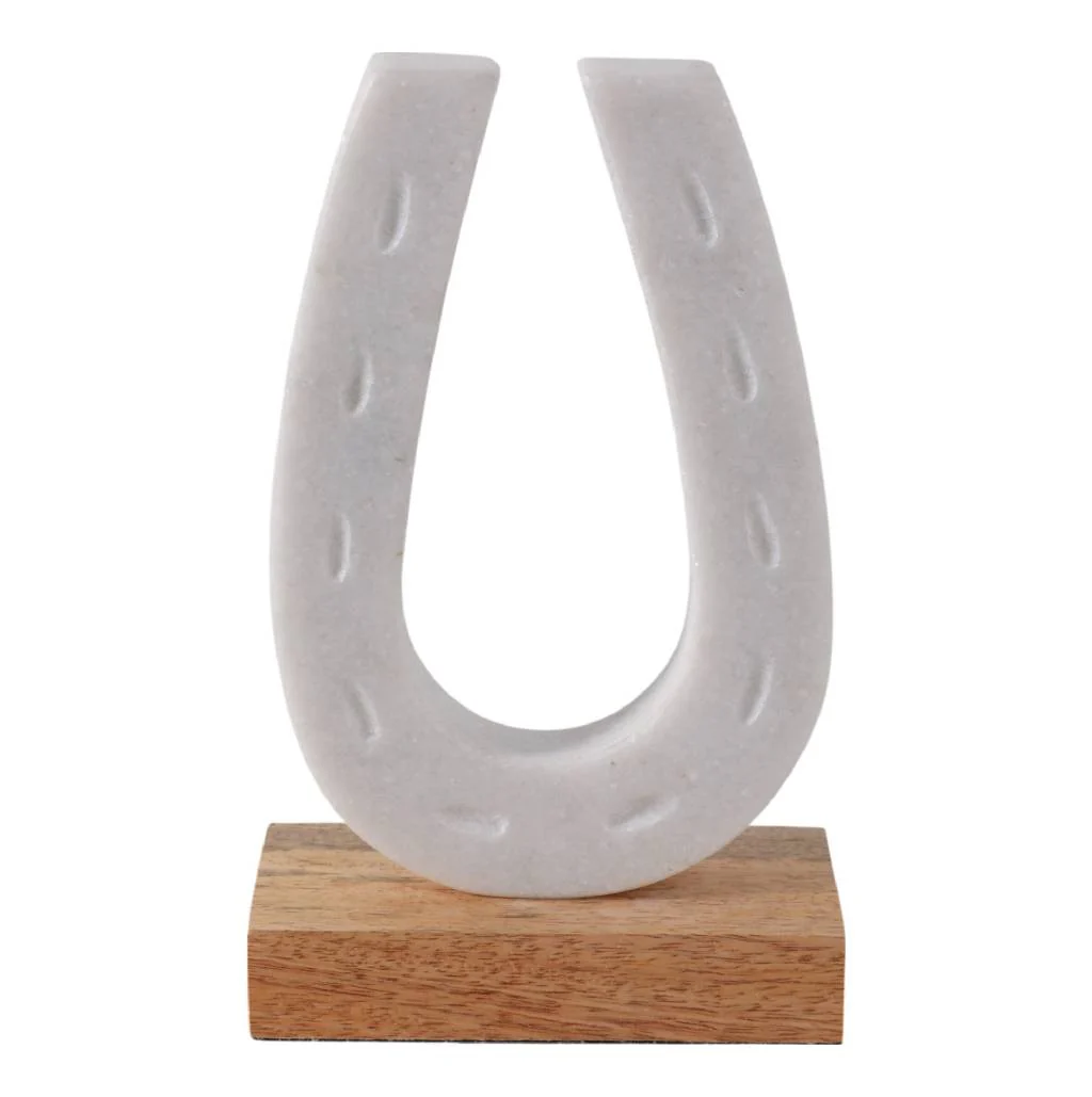 Sagebrook Home Marble Horseshoe on Wood Base