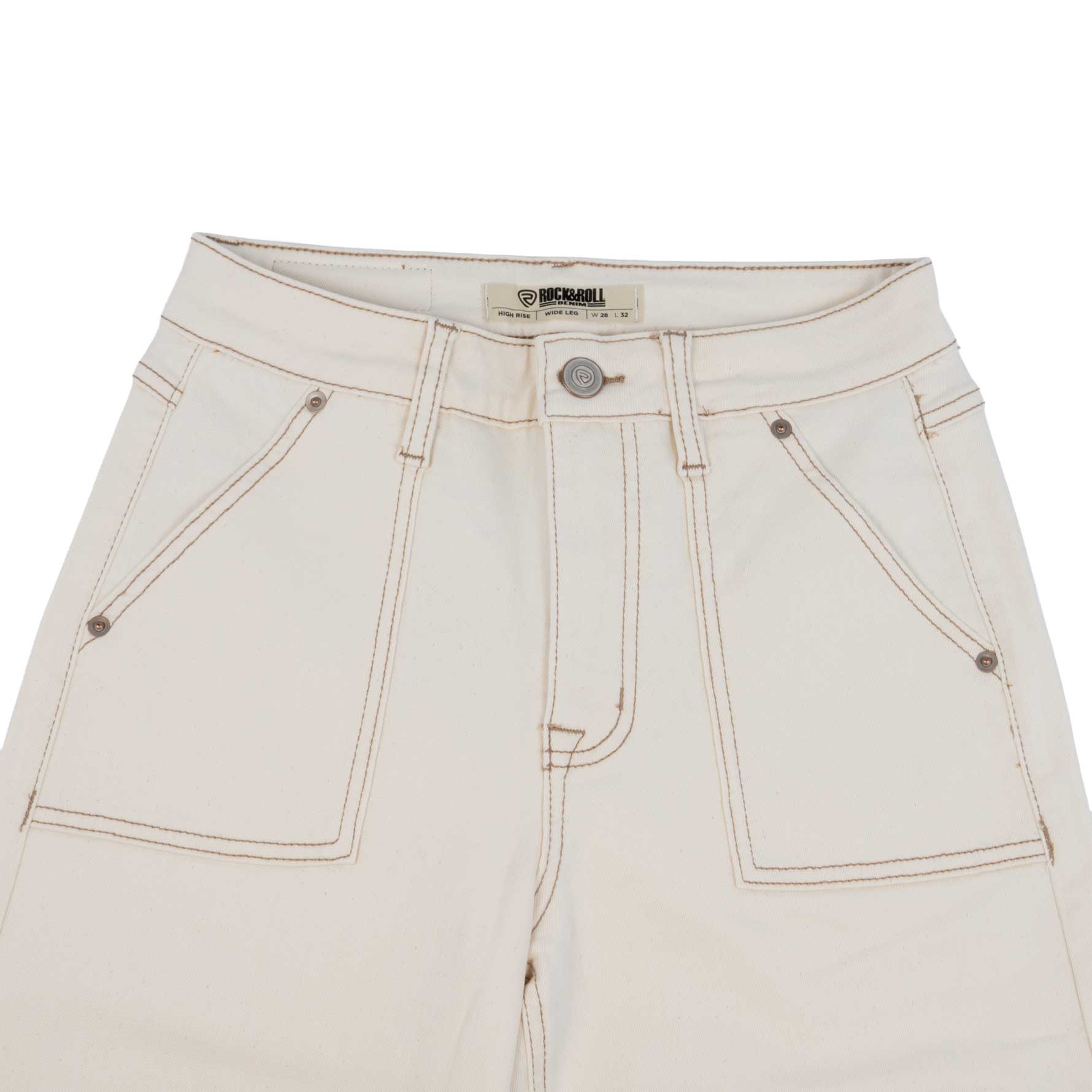 Rock & Roll Denim Women's Beige Wide Leg Jean - Image 2