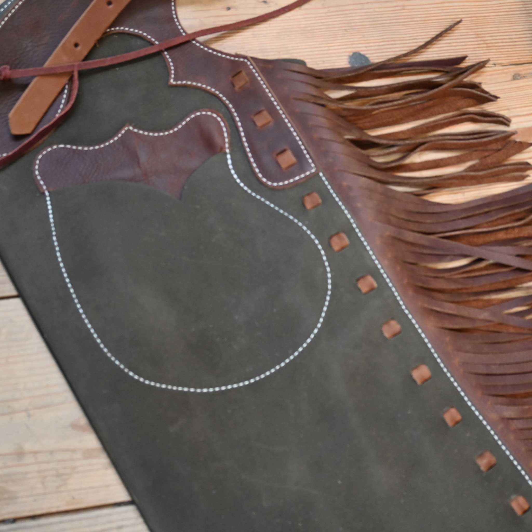 WLC  Army & Brown Stepthrough Chaps with 1/2 Zips - Image 2
