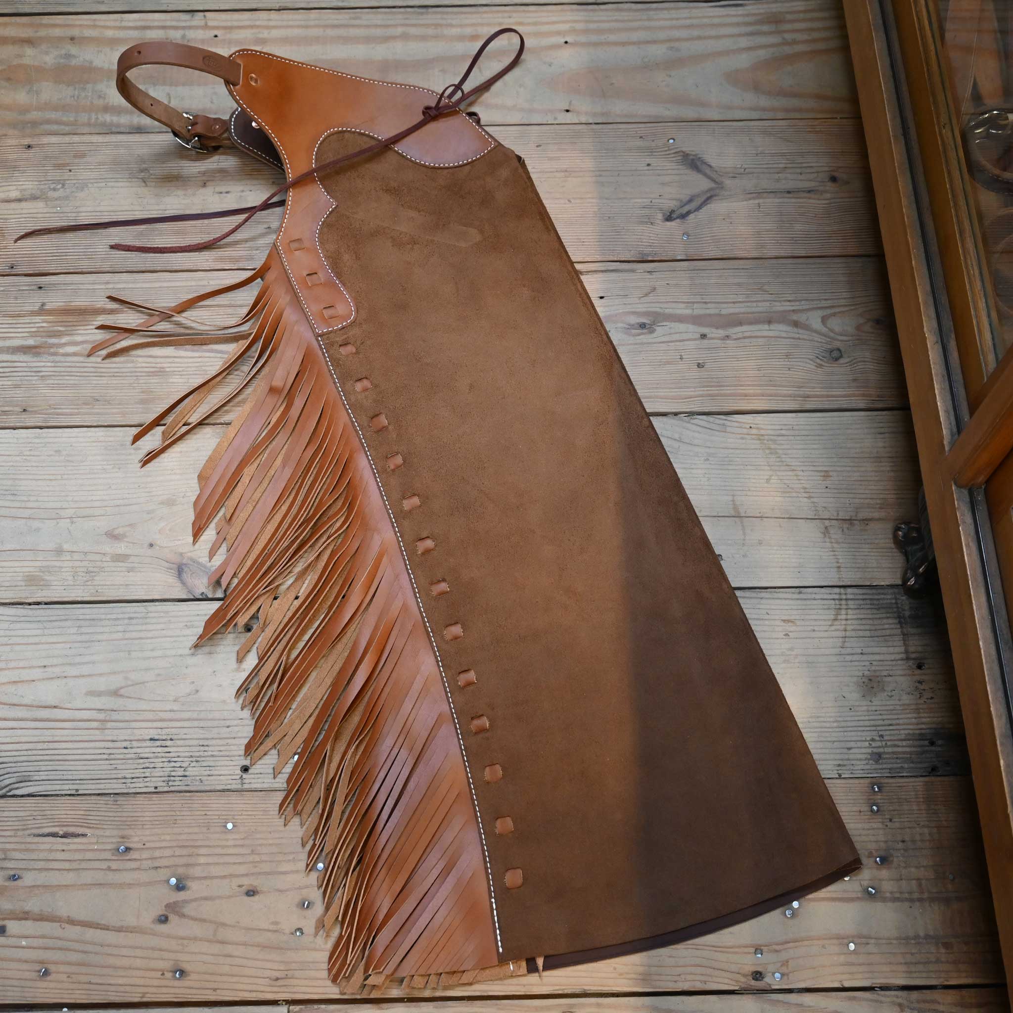 WLC Brown Stepthrough Chaps with 1/2 Zips - Image 2