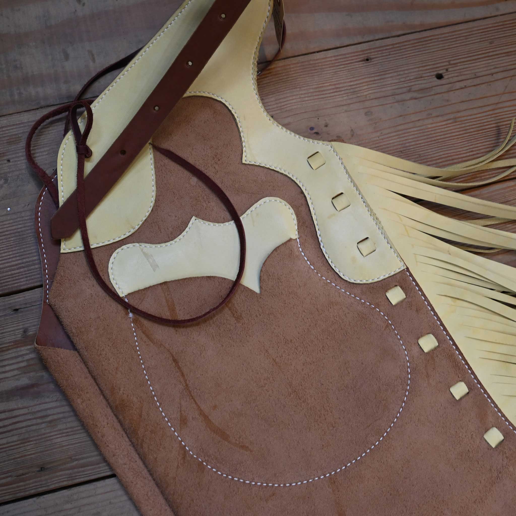 WLC Brown & Yellow Stepthrough Chaps with 1/2 Zips - Image 2