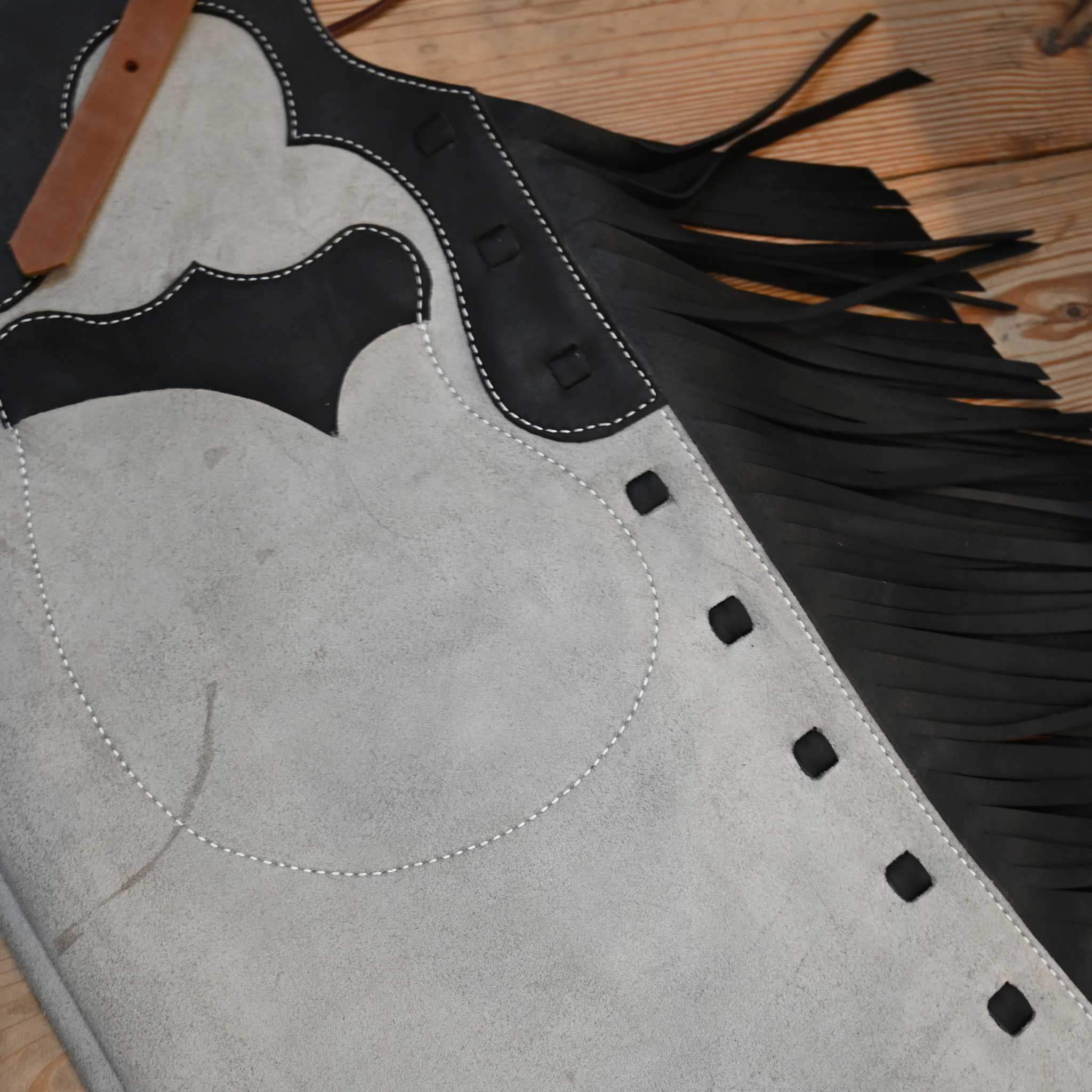 WLC Gray & Black Stepthrough Chaps with 1/2 Zips - Image 4