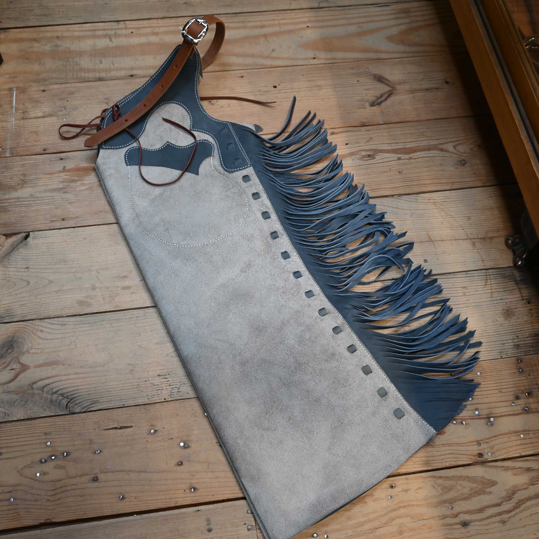 WLC Gray & Slate Blue Stepthrough Chaps with 1/2 Zips