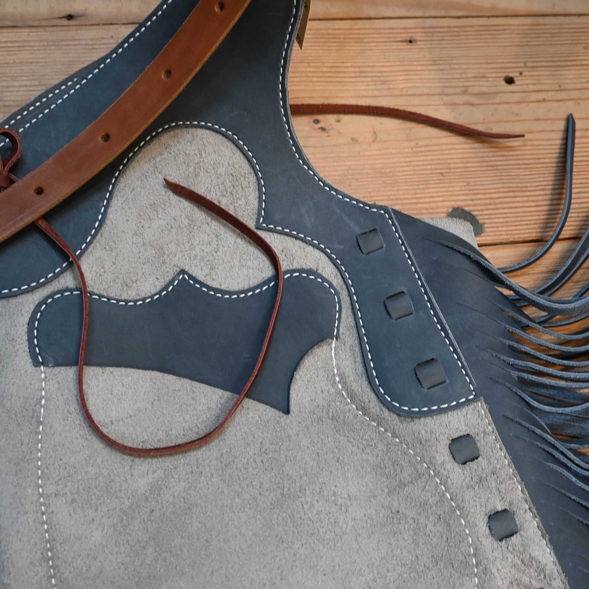 WLC Gray & Slate Blue Stepthrough Chaps with 1/2 Zips - Image 2