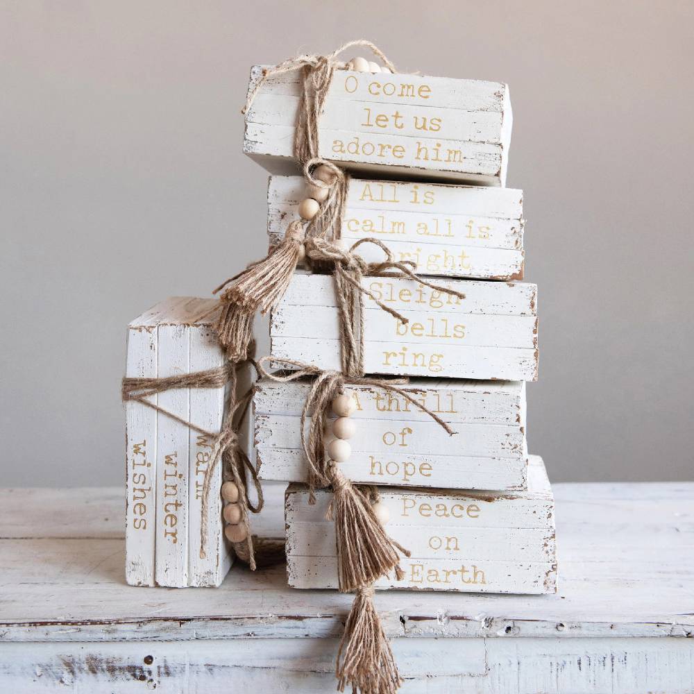 Faux Wood Block Books with Holiday Sayings- FINAL SALE - Image 3