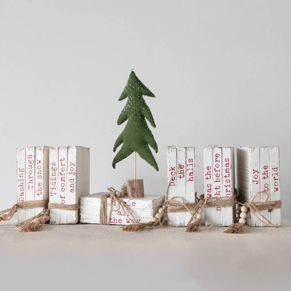 Faux Wood Block Books with Holiday Saying - FINAL SALE - Image 3
