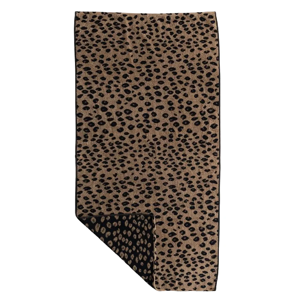 Woven Cotton Terry Leopard Print Bath Towel - Image 2