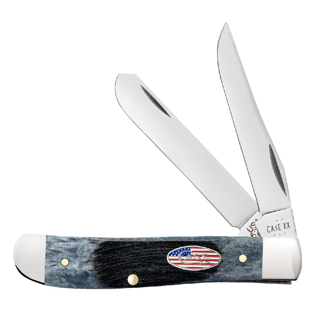 Case Mini Trapper - Sawcut Jig Gray Bone - Stars & Stripes Shield
