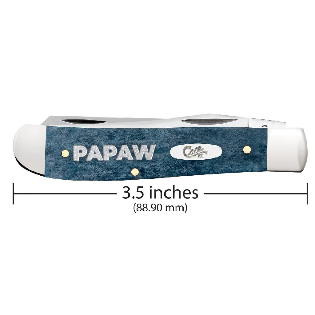 Case Mini Trapper Papaw Smooth Mediterranean Blue Bone Knife - Image 2