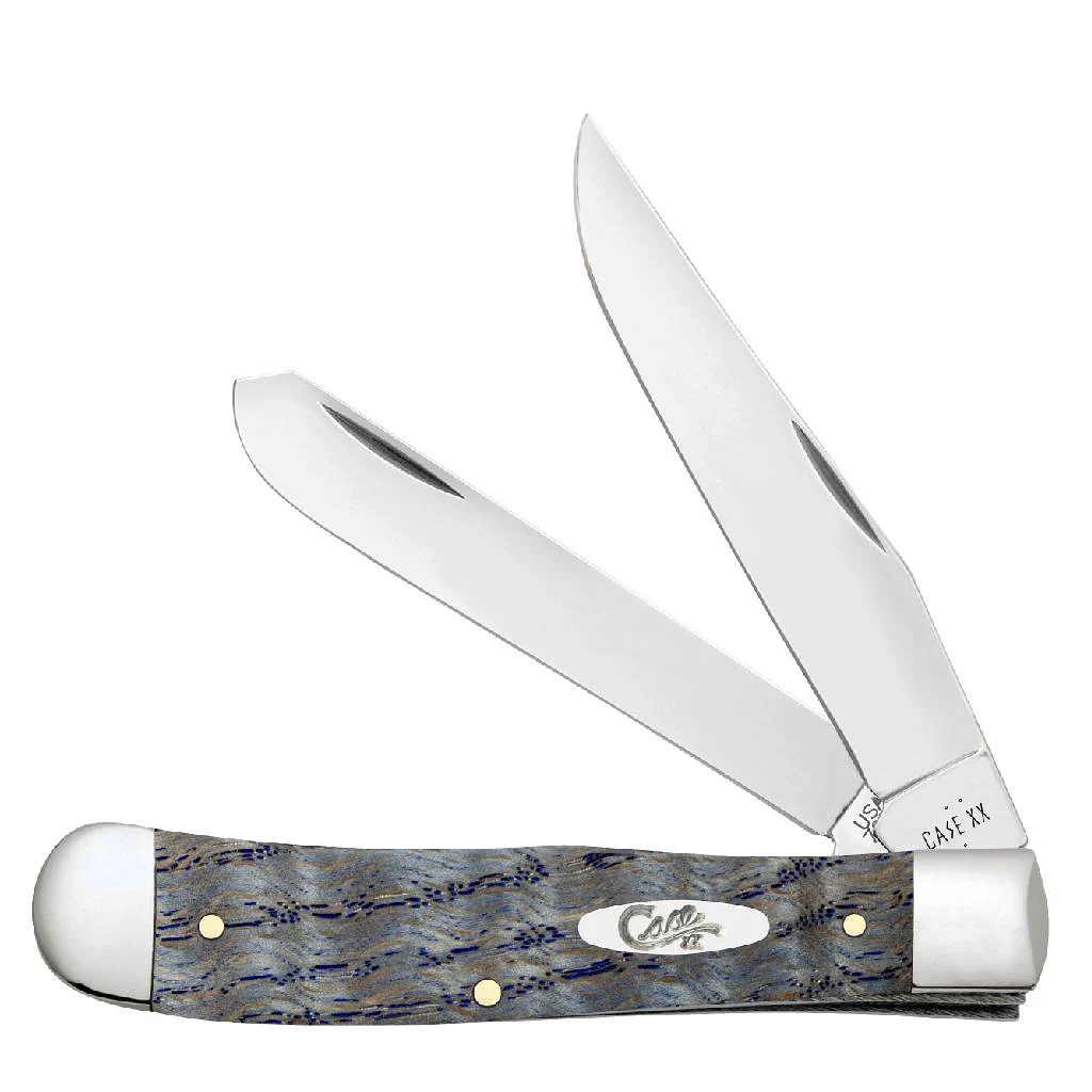 Case Trapper - Smooth Blue Curly Oak Wood
