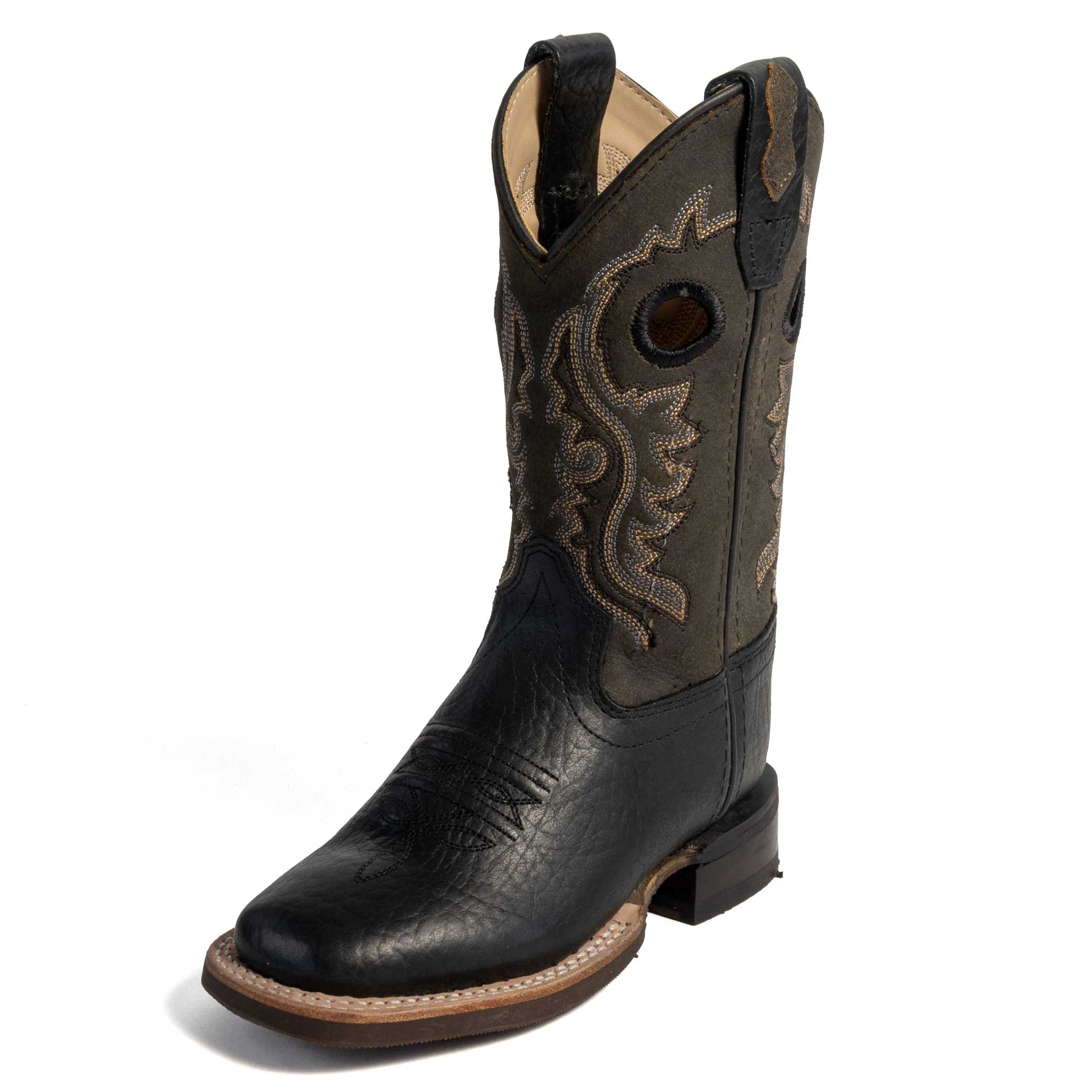 Old West Youth Black Leather Boot