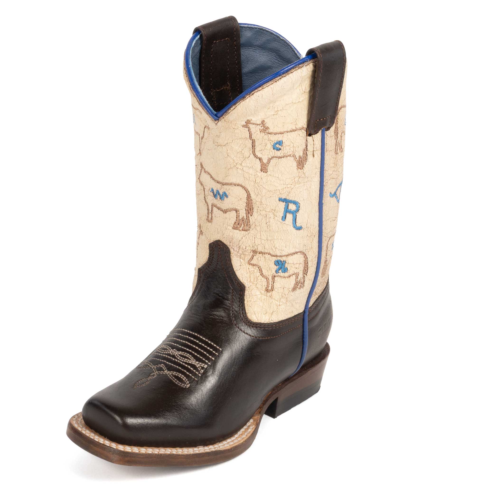 Roper Boy's Cutter Toe Oily Brown Leather Boot