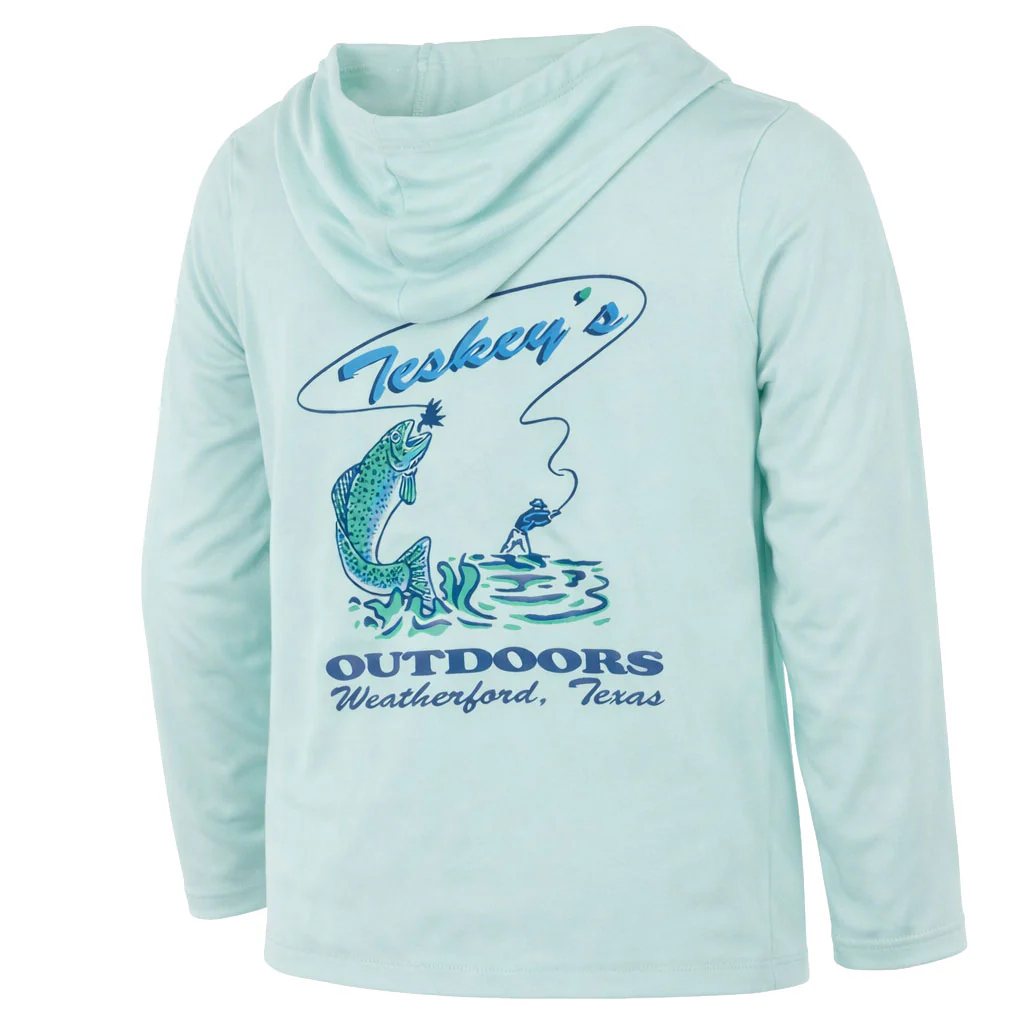 Teskey's Youth Fly Fishing UV Performance Hoodie - Seagrass