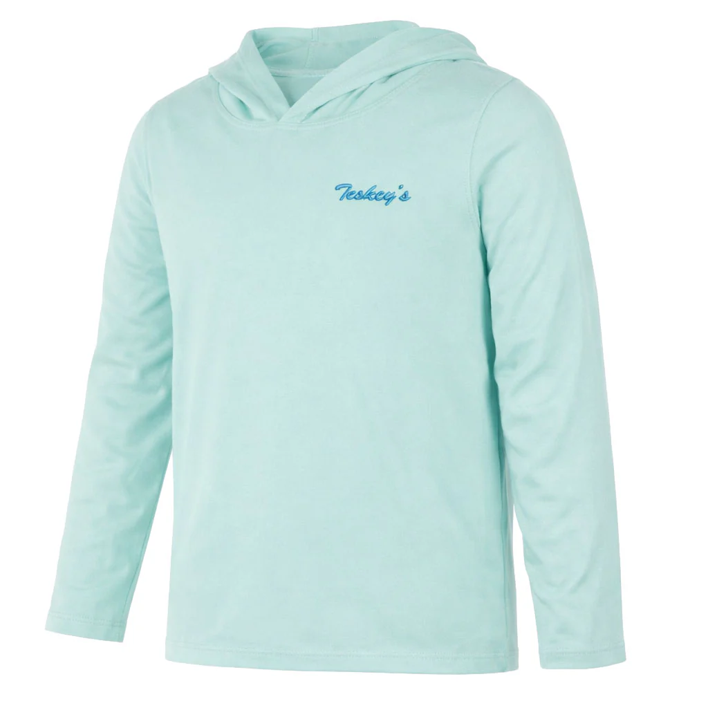 Teskey's Youth Fly Fishing UV Performance Hoodie - Seagrass - Image 2