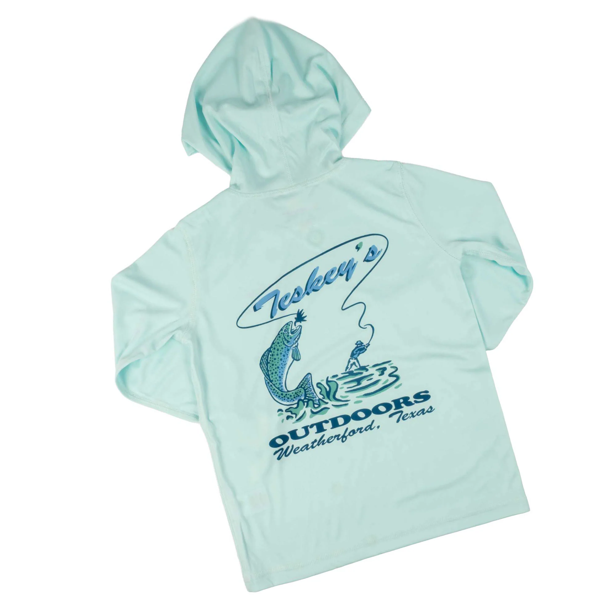 Teskey's Youth Fly Fishing UV Performance Hoodie - Seagrass - Image 3