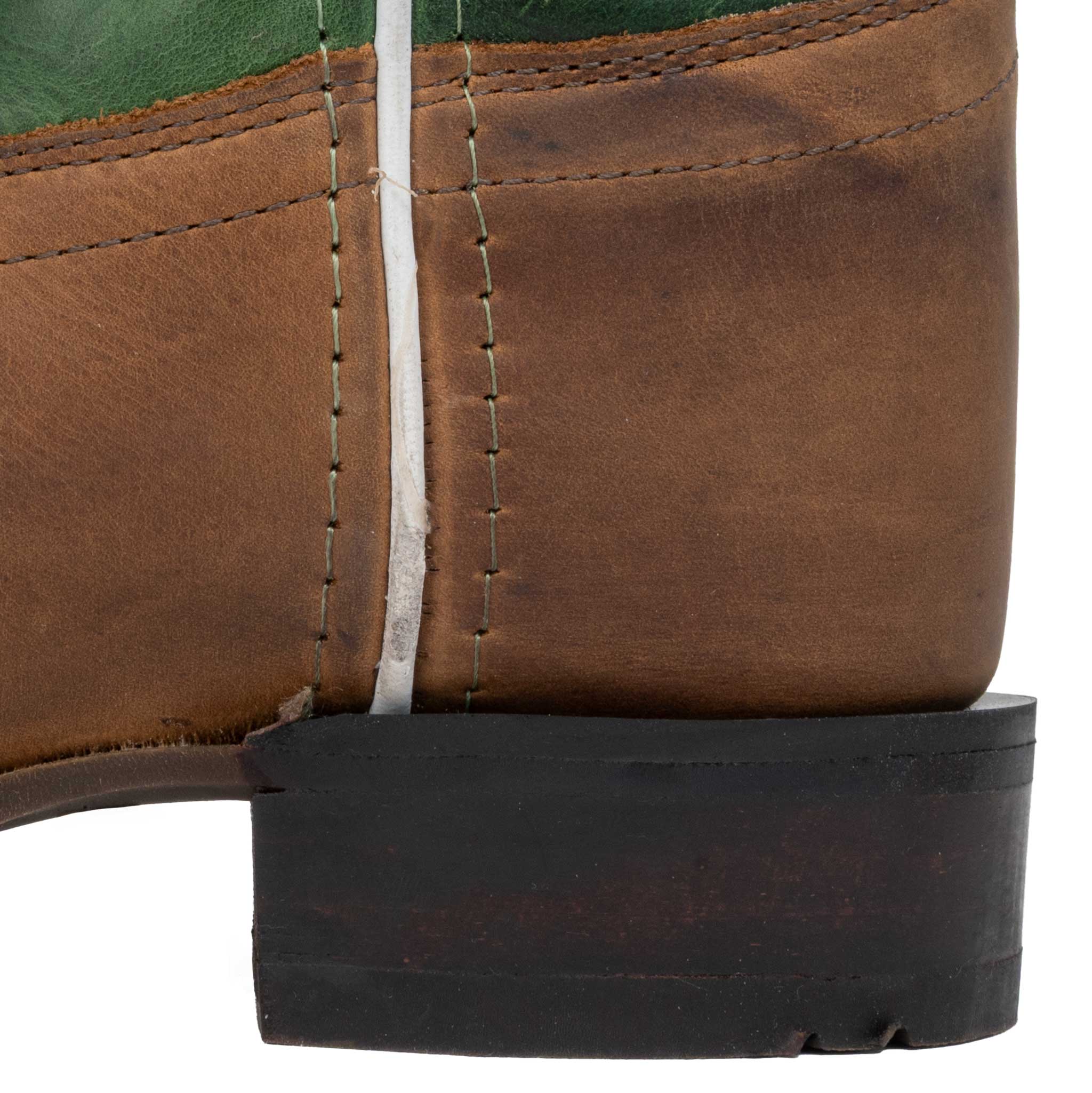 Old West Youth Natural Green Leather Boot - Image 3