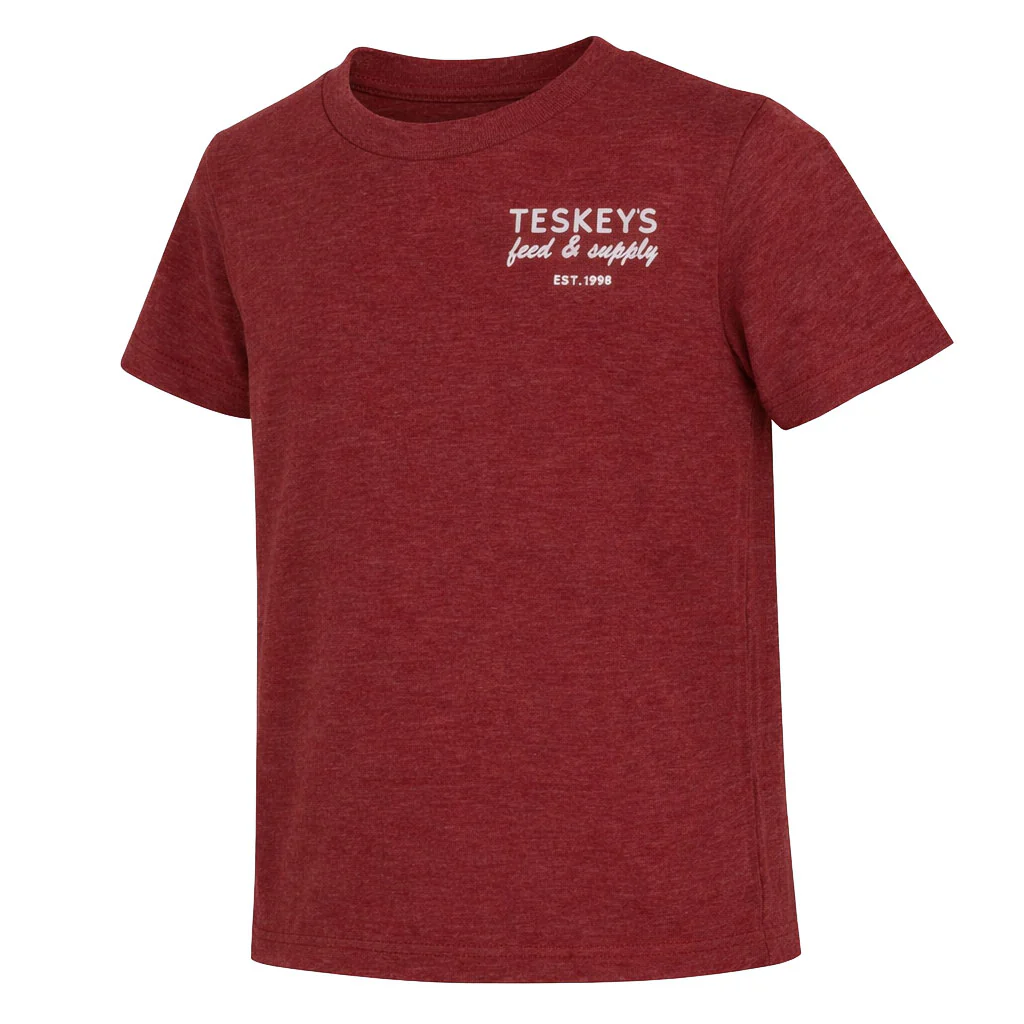 Teskey's Youth Feed & Supply Hereford Bull Tee - Cardinal - Image 2