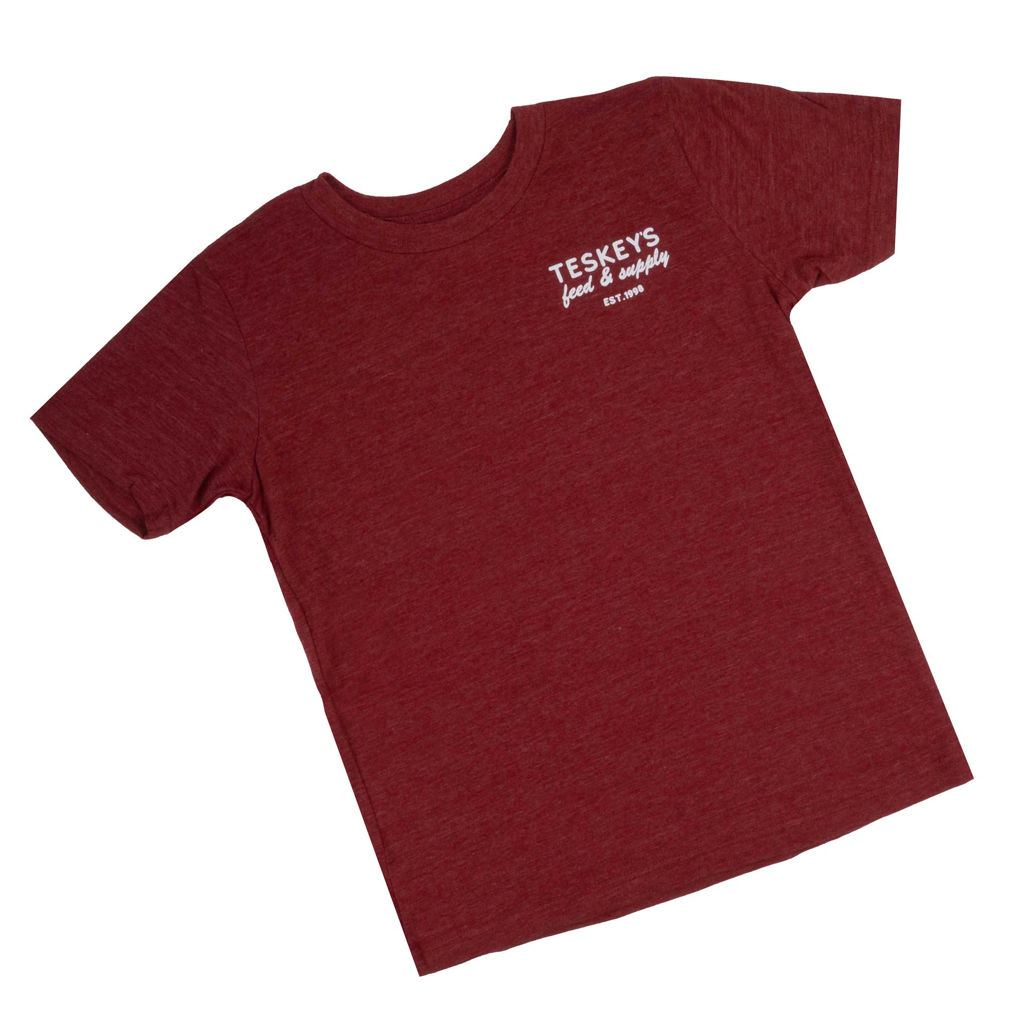 Teskey's Youth Feed & Supply Hereford Bull Tee - Cardinal - Image 4