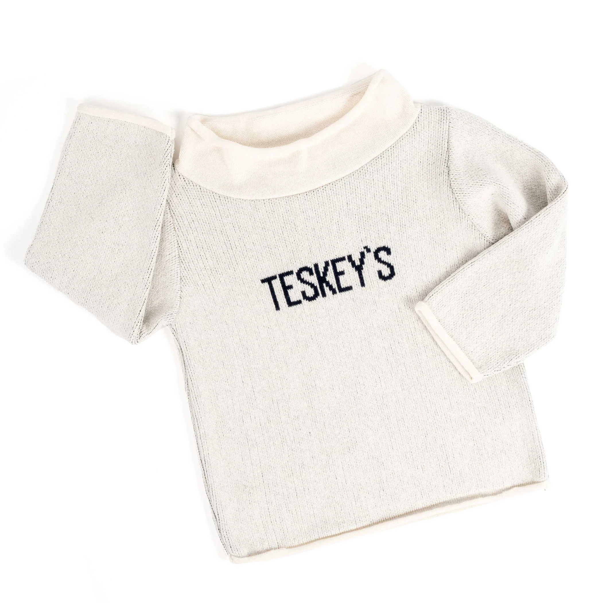 Teskey's Youth Rollneck Sweater - Natural/Navy - Image 2
