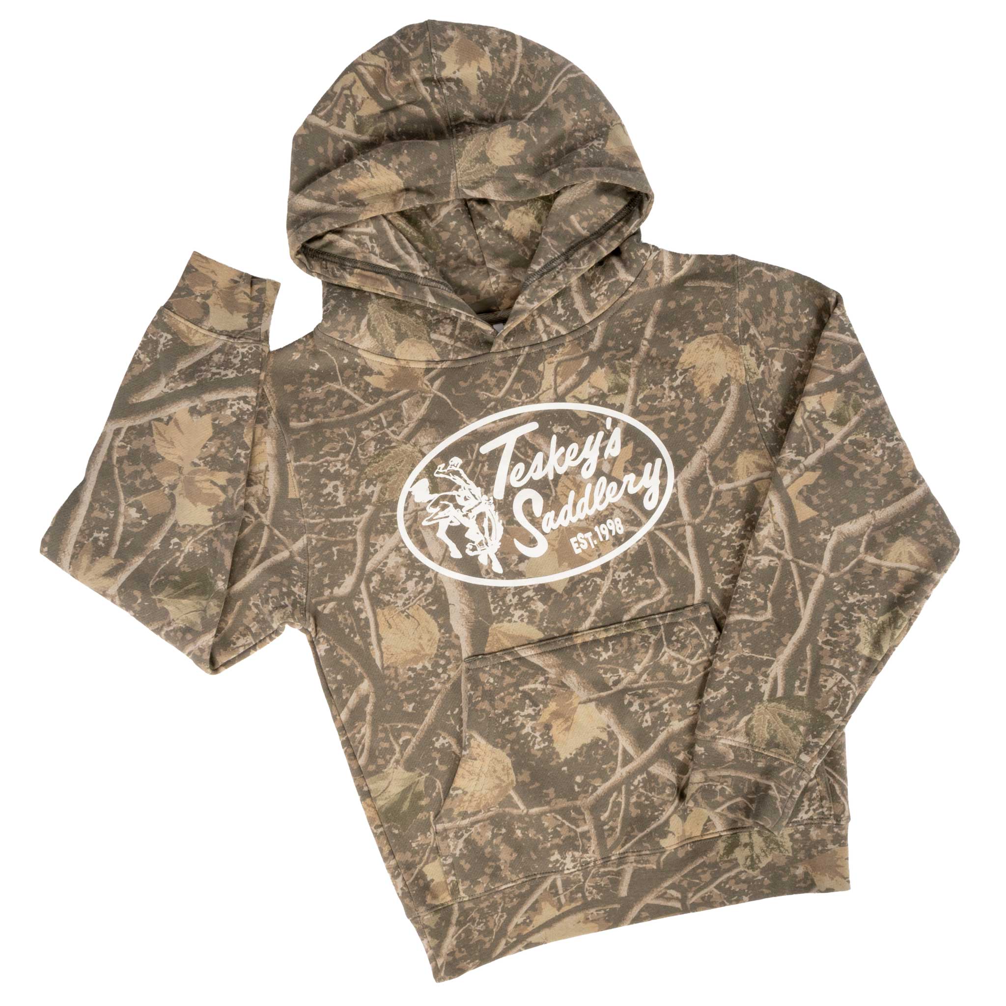 Teskey's Saddlery Youth Retro Oval Hoodie - Deadwood Camo - Image 2