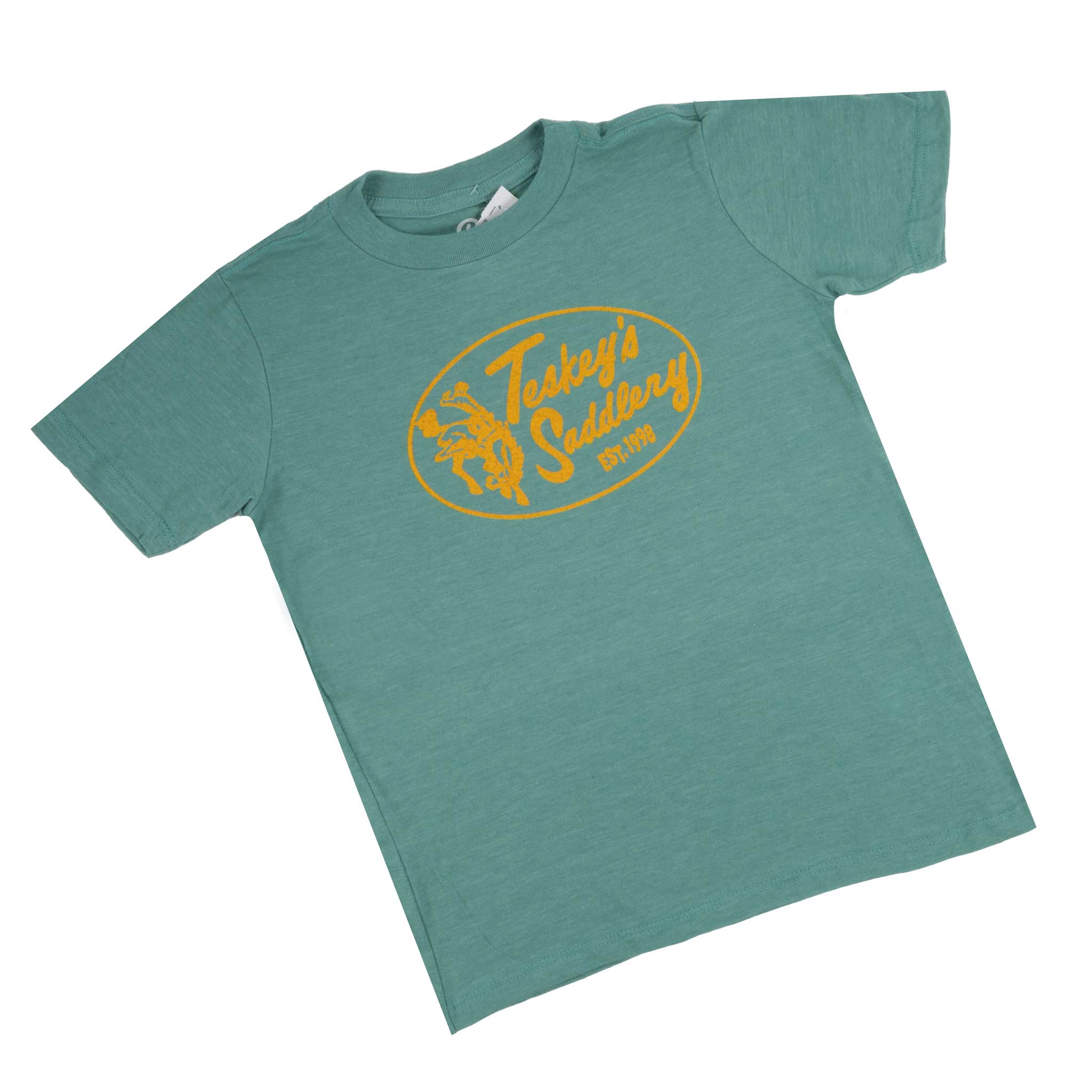Teskey's Saddlery Youth Retro Oval Tee - Lagoon - Image 2