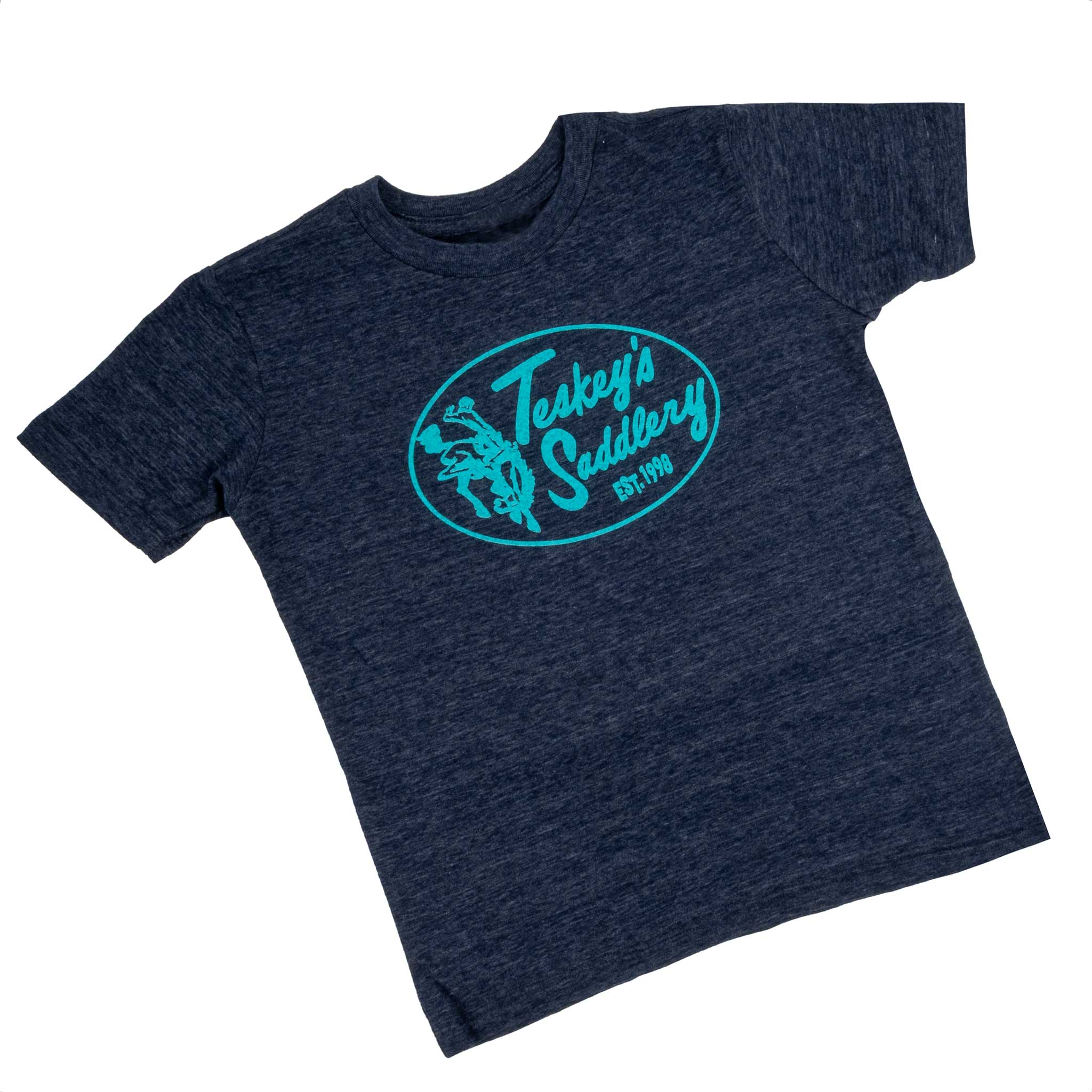 Teskey's Saddlery Youth Retro Oval Tee - Navy - Image 2